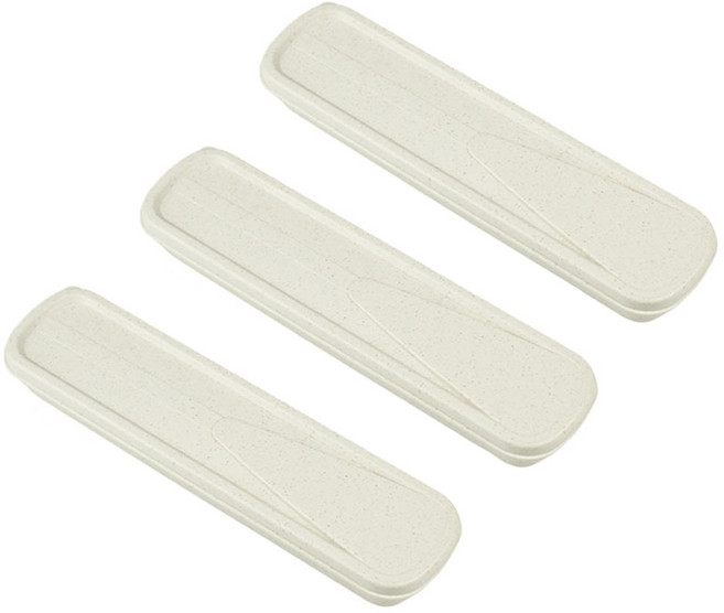 요고모지 휴대용 무소음 수저 케이스 24cm, 베이지, 3개