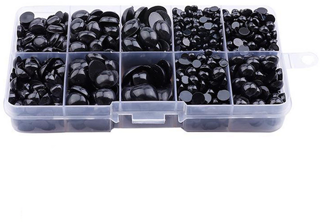 코히모 인형 반원 콩알눈 눈알 코 만들기 부자재 1000p 세트 4W380, 블랙, 1세트