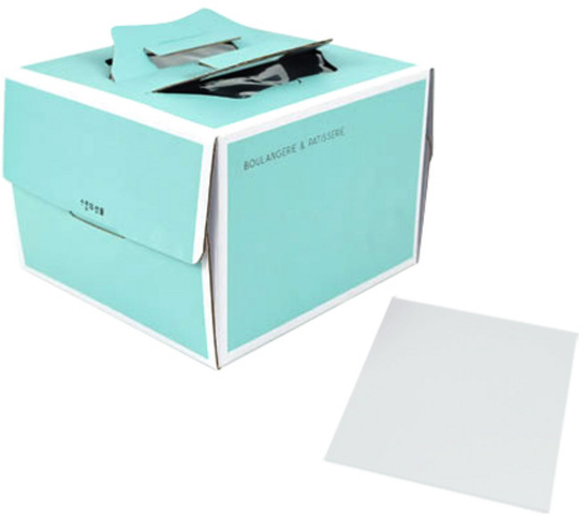 천운패키지 쉬폰케익박스 1호 + 케익하판 사각 세트, 민트(박스), 화이트(하판), 1세트