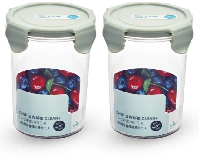 셰프웨어 클리어플러스 밀폐용기 원형, 2개, 630ml