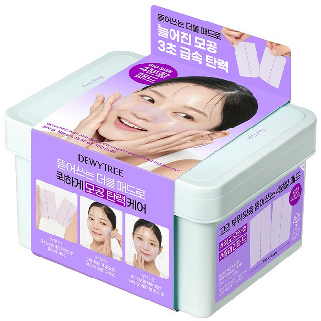 듀이트리 픽앤퀵 콜라겐 모공 탄력 뜯어쓰는 더블 패드 380g, 1개, 100매입