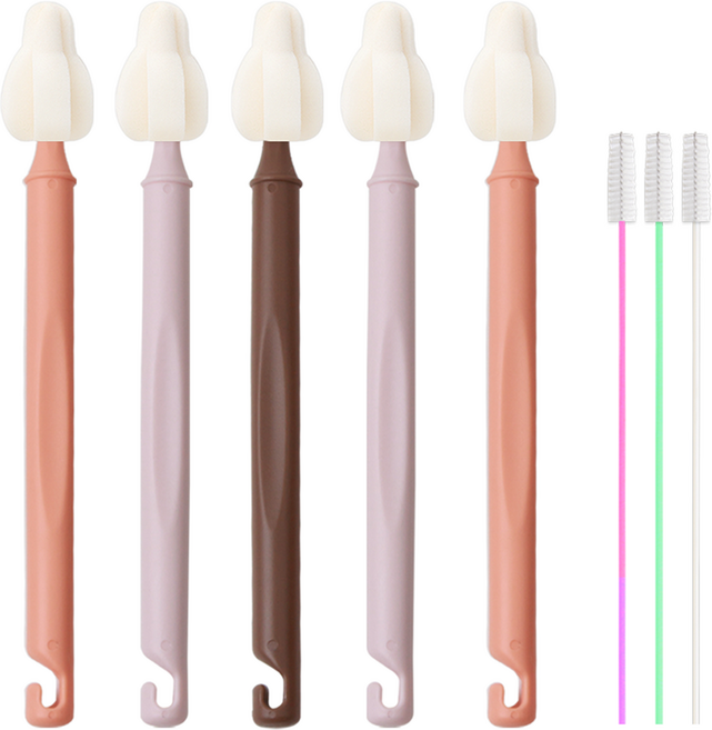 하이비 젖병 젖꼭지 세척솔 몽글이 롱 미니솔 5p + 빨대솔 3p 세트, 1세트, 따뜻한햇살