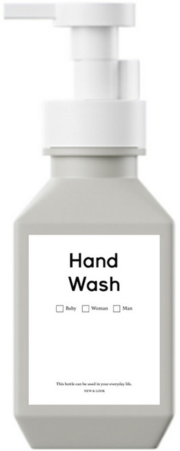 뉴앤룩 폴리 욕실 거품용기 핸드워시 리필공병 거품형 400ml + B라벨 스티커 세트, 1개, 그레이