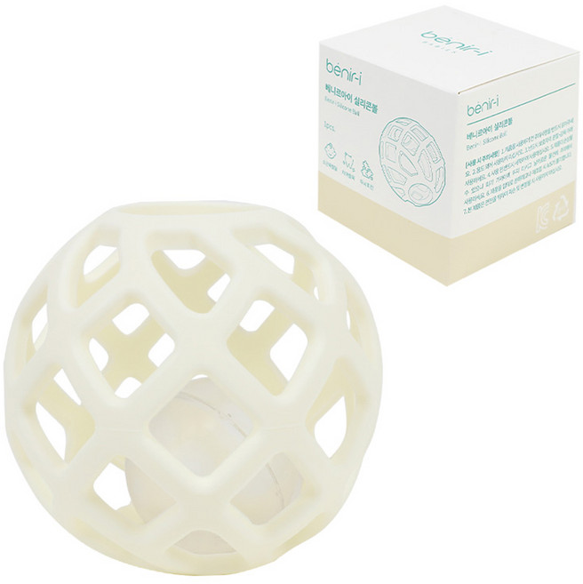 베니르아이 유아용 딸랑이 실리콘볼 치발기, 크림, 1개, 단품