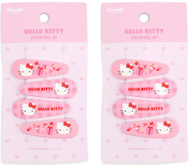 케이제이잡화점 여아용 파티 똑딱핀 4종 x 2p 세트