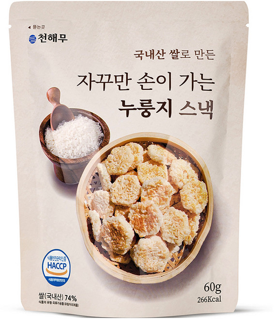 천해무 누룽지 스낵, 6개, 60g