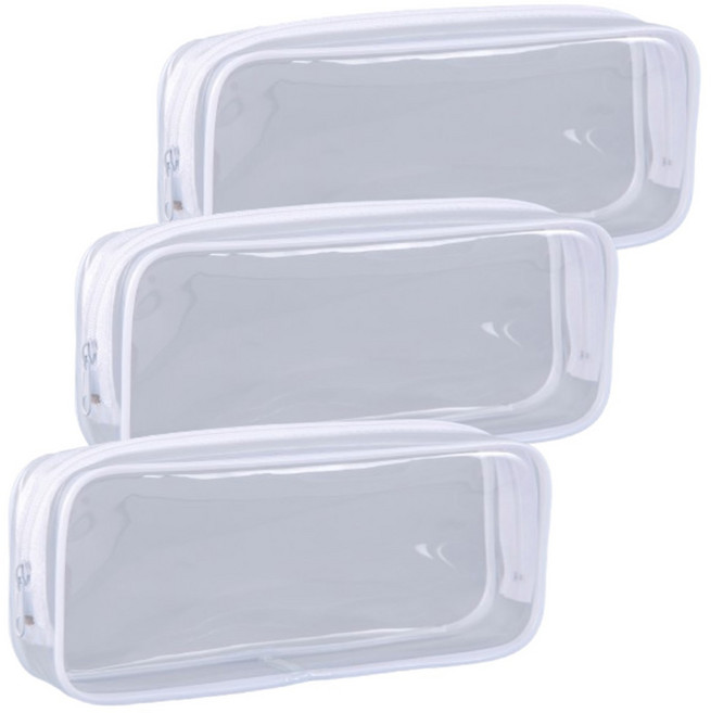 헤이조이 투명 파우치 필통, 3개, 화이트