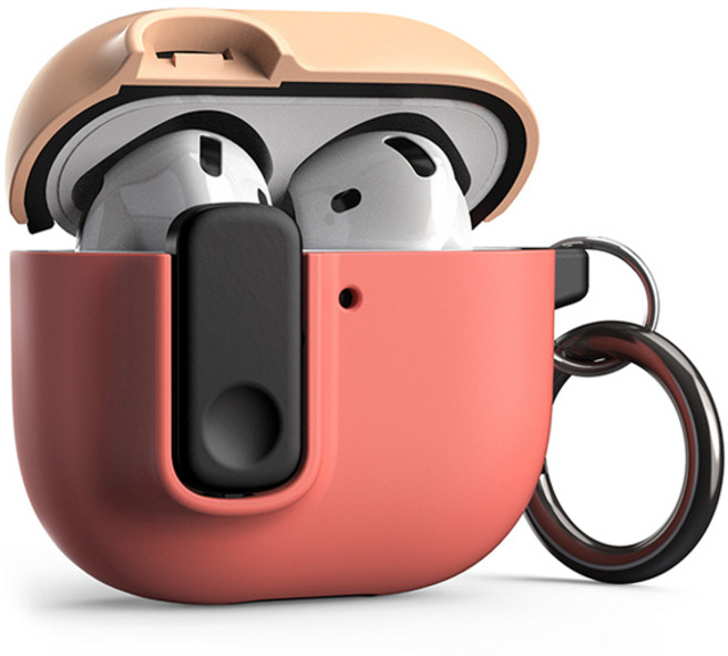 베루스 모던 락 분실 방지 잠금 기능 이어폰 케이스, 에어팟4, 피치코랄, 1개