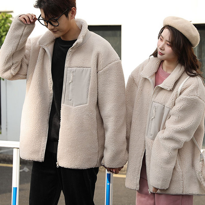 턴키 남녀공용 뽀글이 양털 하이넥 집업 점퍼 AJ-2021