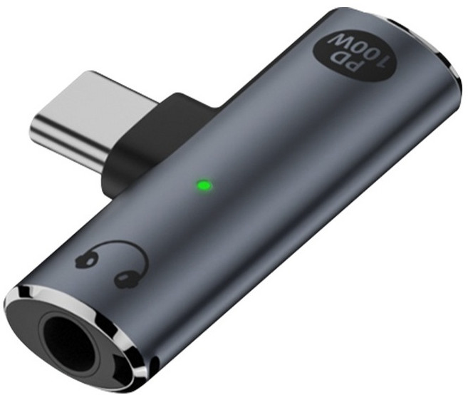 FOR THE 3H Type C to 3.5mm 이어폰 PD 100W 충전듀얼젠더 4.2g, FT3H-DG100, 그레이, 1개