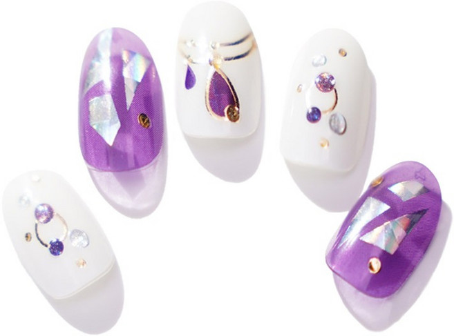 엔젤리 프리미엄 젤 네일 아트 스티커 세트, 1개, 문라이트 퍼플