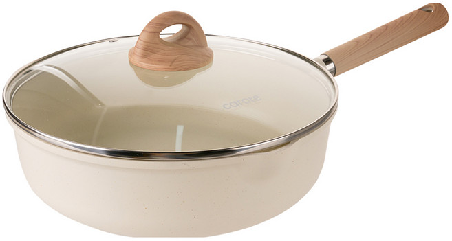 CAROTE CAROTE 電磁爐 Cozy 奶油色塗層炒鍋, 28cm, 1個