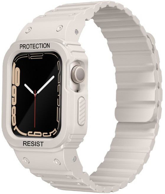 아이몰 애플워치 케이스 일체형 마그네틱 스트랩, 크림, 1개