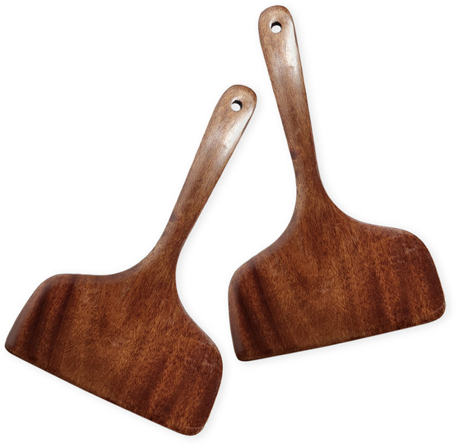 옻칠 원목 계란말이 와이드 뒤집개, 내츄럴, 2개