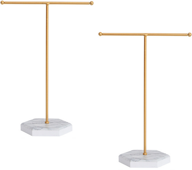 코히모 악세사리 목걸이 귀걸이 팔찌 정리 디스플레이 거치대 4W402, 골드, 화이트, 2개