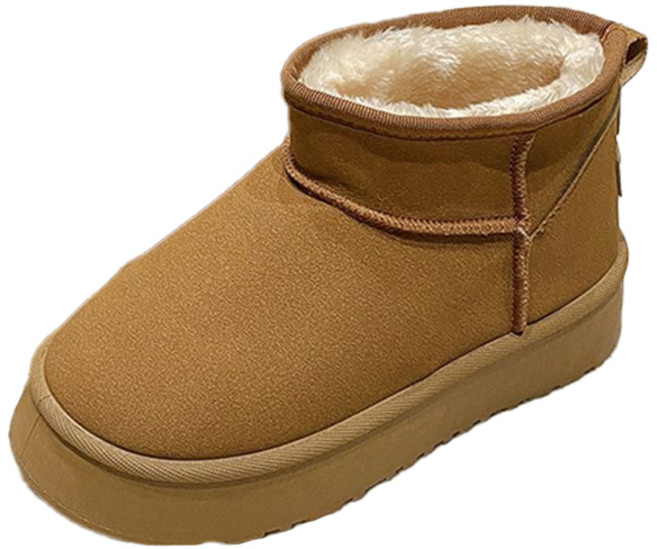 선빛 여성용 세니르 털 안감 숏 키높이 어그 플랫폼 부츠