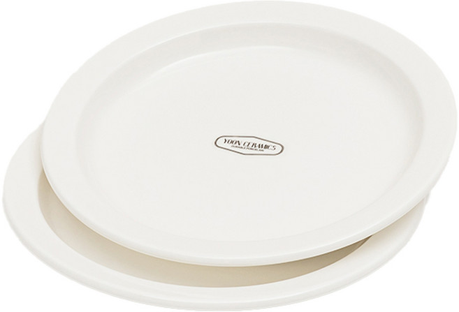 윤도자기 메종오브제 당당 원형접시, 화이트, 2개