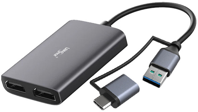 랜스타 듀얼 모니터 연결 4K 60Hz 확장 복제 미러링 변환젠더 블랙, 1개, LS-UH319D4K