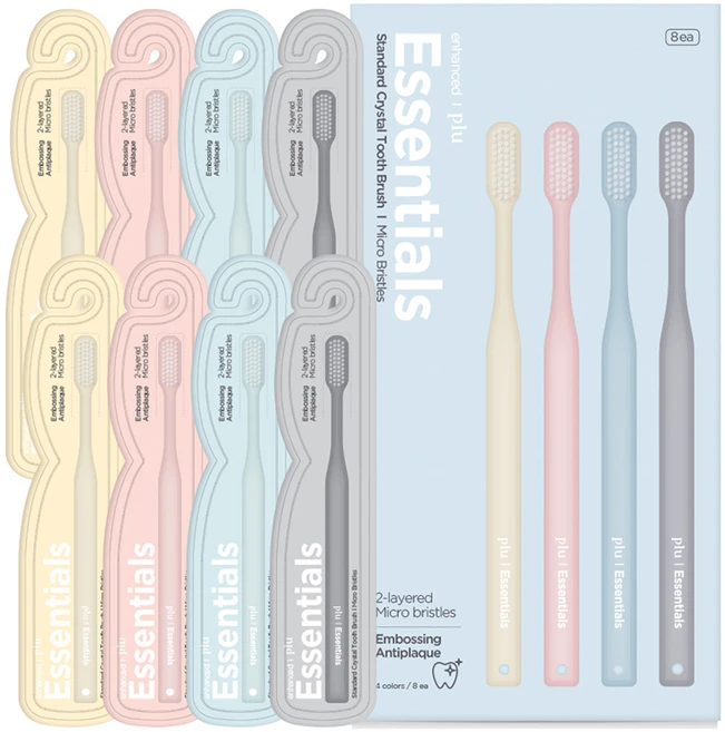 플루 에센셜 스탠다드 칫솔, 8개입, 1세트 - 쿠팡