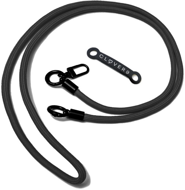 클로버나인 휴대폰 넥 숄더 스트랩 목걸이 줄, 블랙, 1개