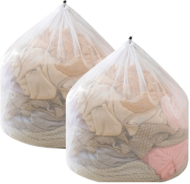 브링엔 대용량 복주머니 세탁망 촘촘 메쉬 60 x 80 cm, 화이트, 2개