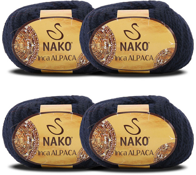 나코 니뜨 잉카 알파카 뜨개실 50g, 23115 네이비, 4개