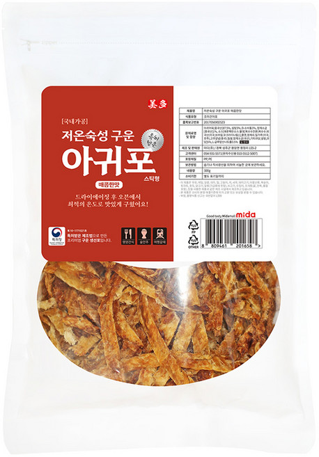 미다몰 저온숙성 구운 아귀포 매콤한맛, 1개, 300g