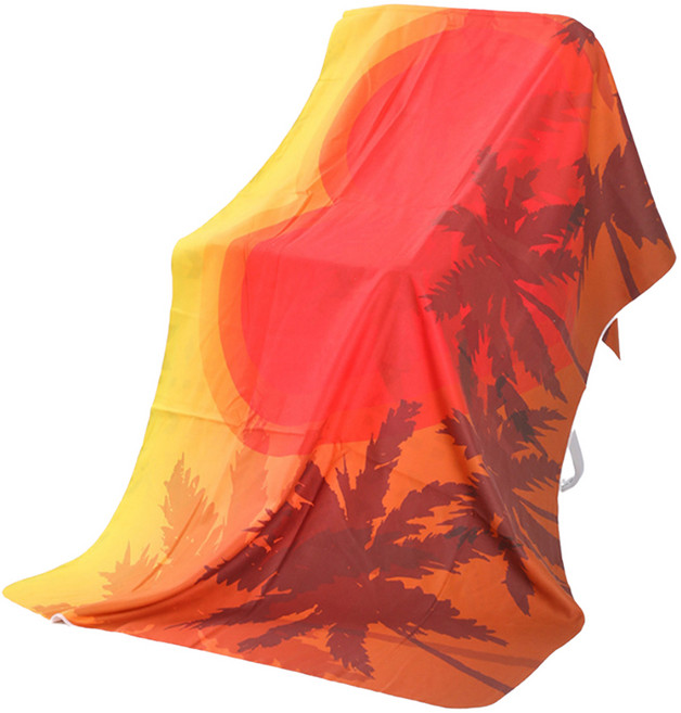 알로데 휴대용 패턴 보들 요가 타올, 27 붉은야자수, 1개