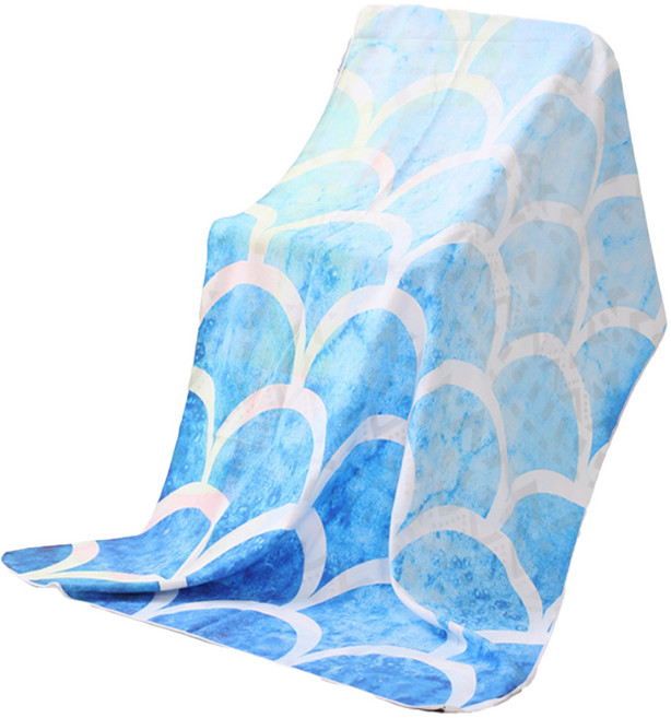 알로데 휴대용 패턴 보들 요가 타올, 05 블루비늘, 1개