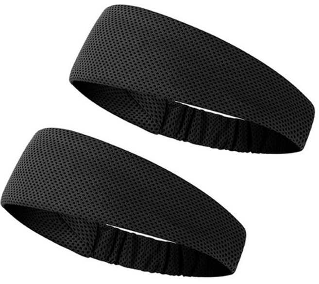 씨에스소울 스포츠 땀 흡수 쿨링 헤어 밴드, 블랙, 2개