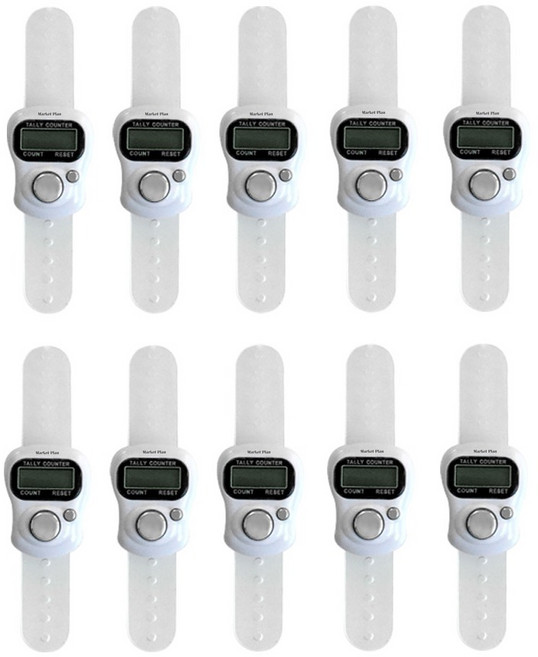 마켓플랜 디지털 LED 수동 계수기, 화이트, 10개