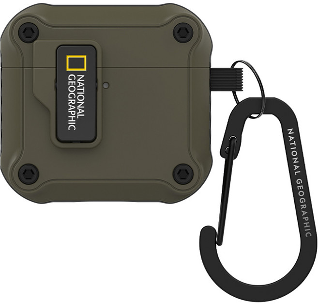 내셔널지오그래픽 러기드 범퍼 오토 락 케이스, 에어팟4, 샌드카키, 1개