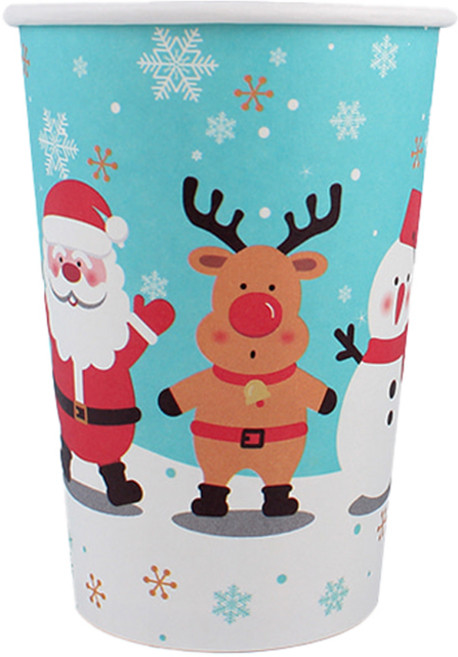 종이마을 크리스마스 테이크 아웃 종이컵 380ml 산타와프렌즈, 50개