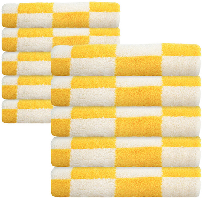 코튼하모니 패턴수건 200g 40수 코마사, 체커보드 골든 옐로우, 10개