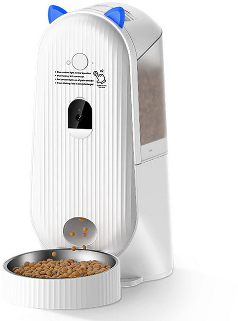 로제코 반려동물 카메라 대용량 자동급식기 1620g, 4L, 화이트, 1개