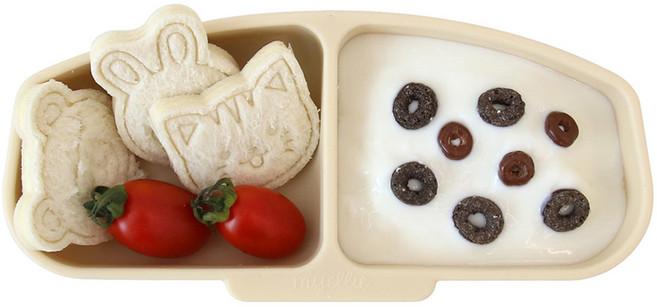 실리콘 나눔 2칸 식판접시, 바닐라, 1개