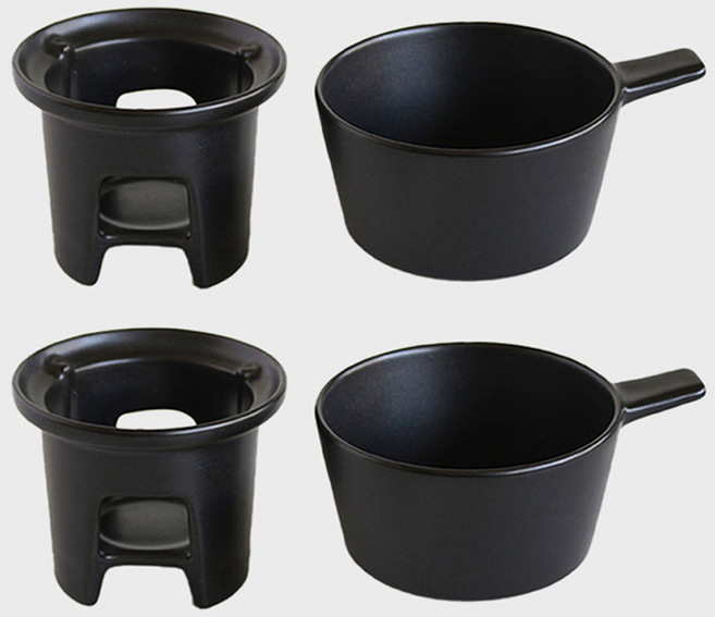 MEISTER HAND Mame-jong Tools 醬汁鍋 2p + 保溫座 2p 組, 1套, 黑色