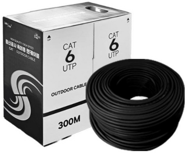랜스타 옥외 UTP CAT6 HDPE 24AWG 300M 랜케이블 LS-C6OD300, 블랙, 1개