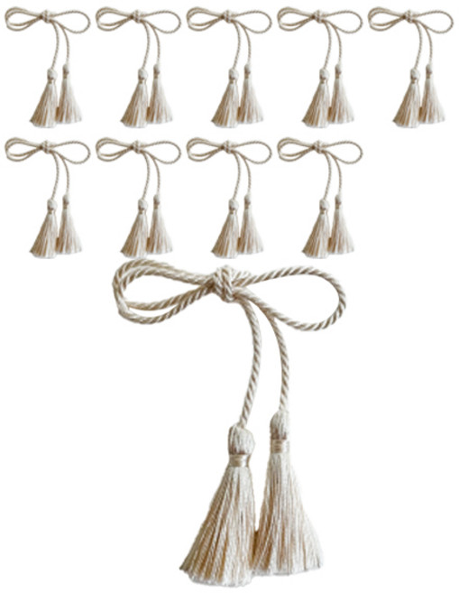 두줄 태슬 명절 고급포장 리본, 아이보리, 10개