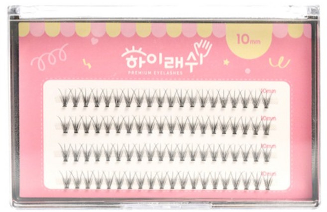하이래쉬 가닥 인조 속눈썹 9mm 4줄, 1개, 바비 E