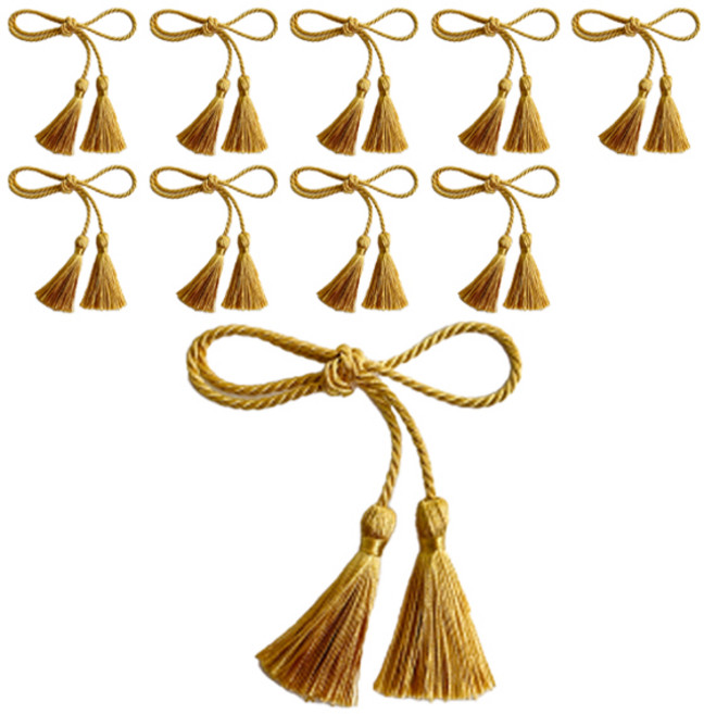 두줄 태슬 명절 고급포장 리본, 골드, 10개