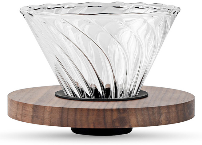 칼딘 핸드드립 유리 커피드리퍼 월넛 홀더 세트 60ml, 드리퍼 + 홀더, 1세트