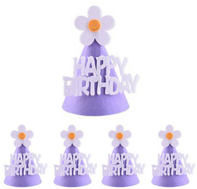 파티공구 조립형 생일 꼬깔모자 5p 세트, 꽃라벤다, 꽃라벤다, 꽃라벤다, 꽃라벤다, 꽃라벤다, 1세트
