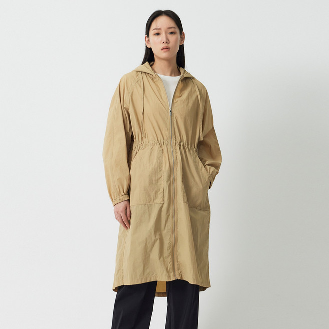 JAJU(자주) 여성용 라이트 후드 롱 점퍼