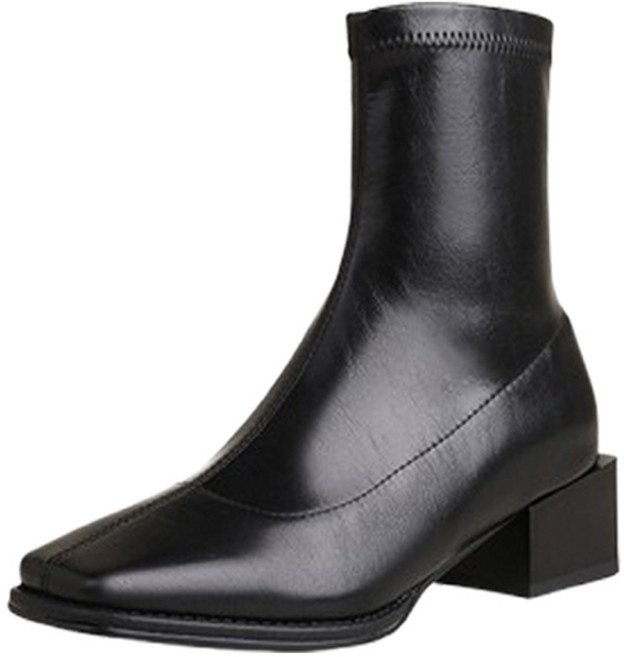 Basic Step 女款現代經典簡約方頭踝靴 4.5cm EC006