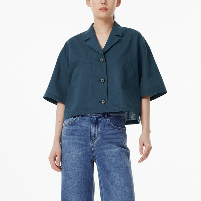 JAJU(자주) 여성용 리넨 블렌디드 반팔 자켓