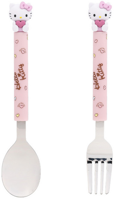 릴팡 산리오 마스코트 크레용 스푼 포크 세트 HK8833, 헬로키티, 스푼 + 포크, 1세트