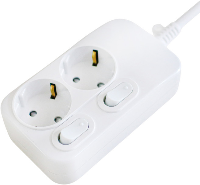 대산전자 16A 개별형 멀티탭 2구, 백색, 1개, 1.5m