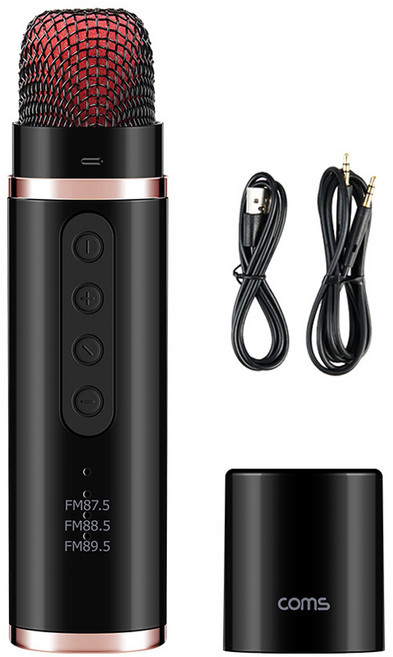 컴스 차량용 AUX FM 주파수 블루투스 무선 노래방 마이크, JA312, 1개