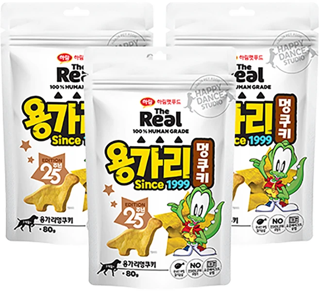 하림펫푸드 반려견 더리얼 용가리 멍쿠키 간식, 닭가슴살, 80g, 3개 - 쿠팡